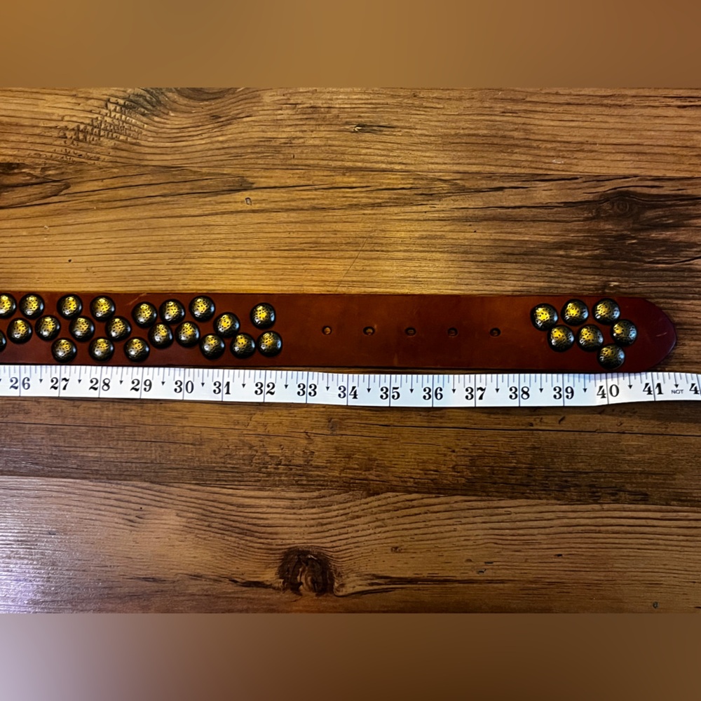 Brown Studded Leather Waist Belt - Women Accessories - Picture 5 of 6